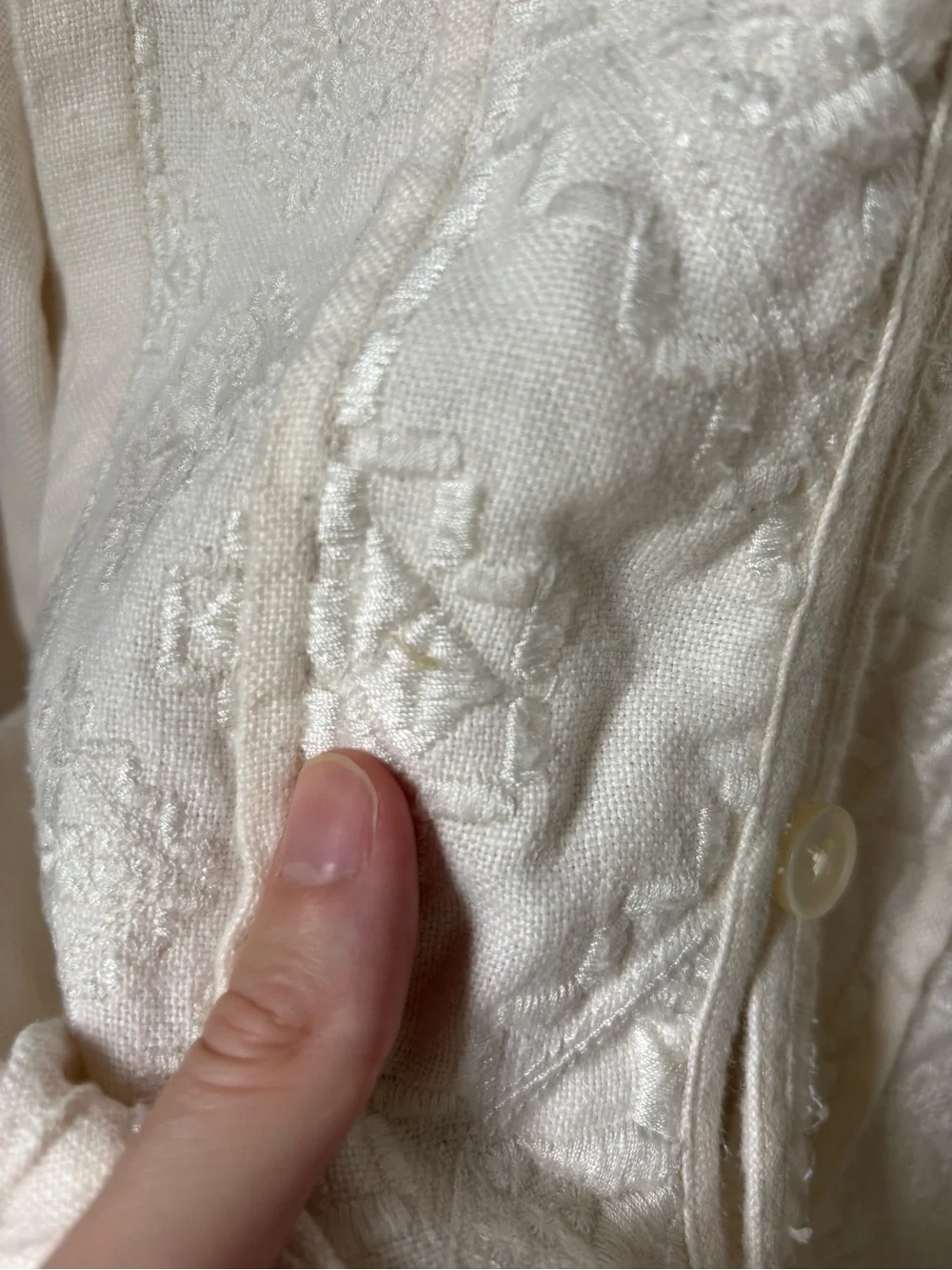 J.Crew Cream Embroidered Button-Front Tie-Waist Jacket